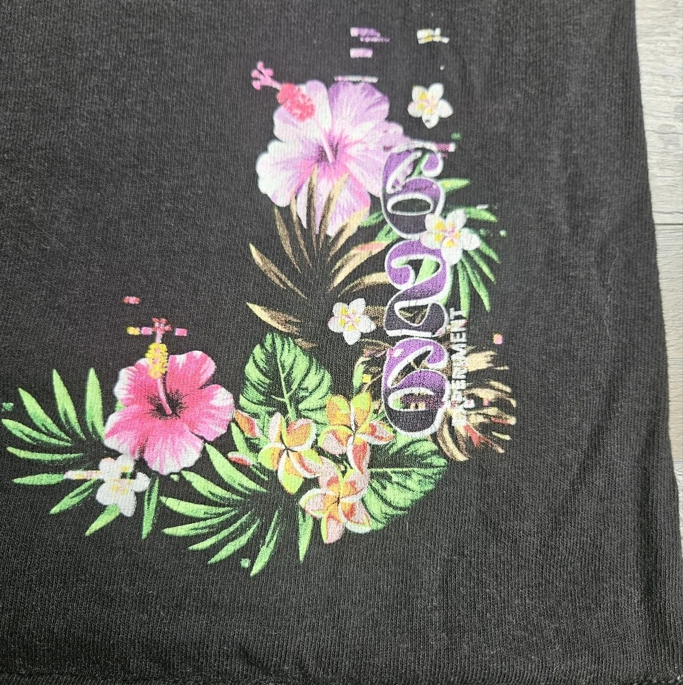 Disney Lilo & Stitch Graphic Tshirt Black Large Hawaiian Tropical Theme - Picture 3 of 8